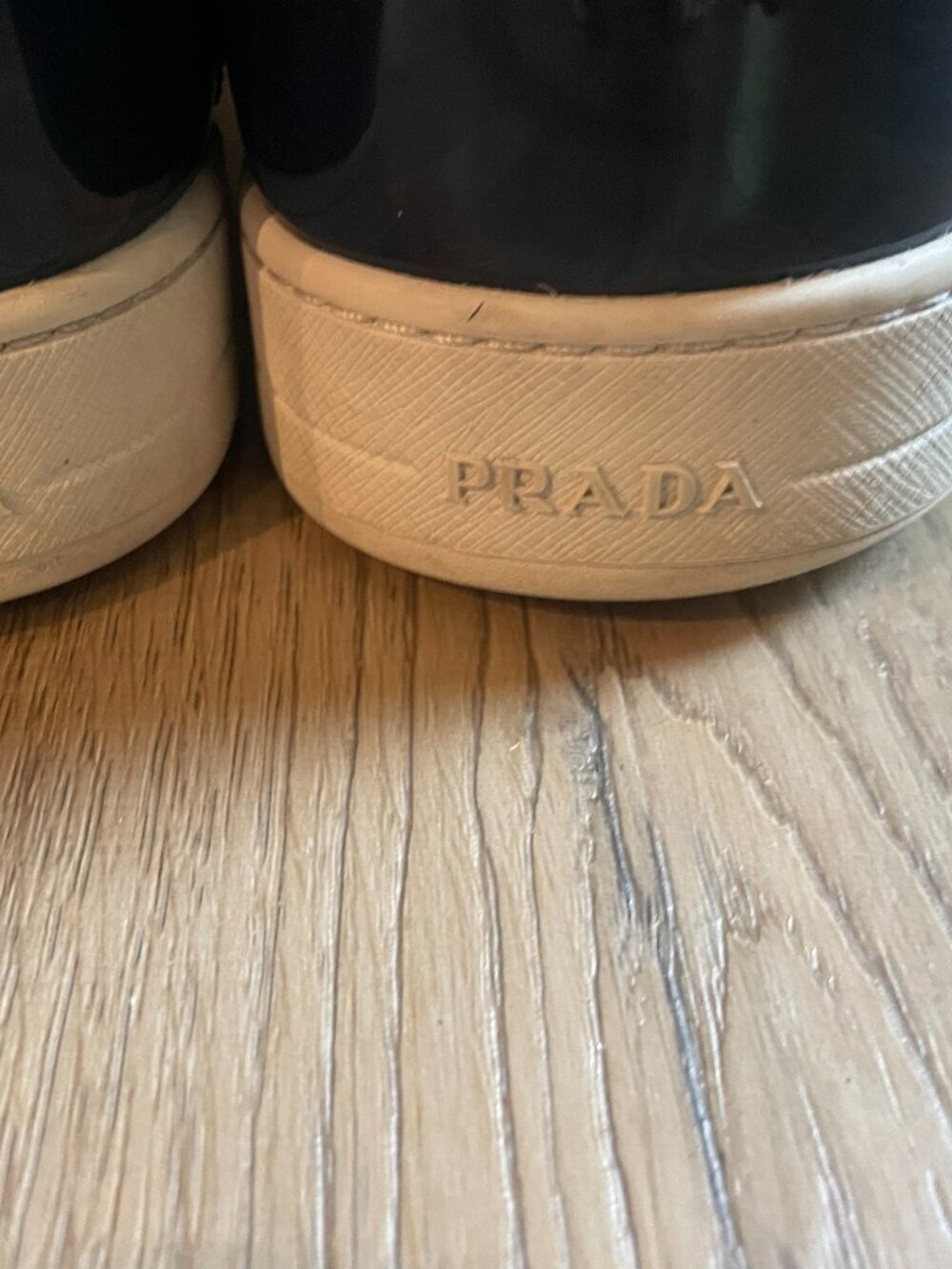 Prada Men's Patent Leather & Mesh Sneakers, 4E3166 Deep Blue Outdoor Size: 8 - Picture 12 of 12